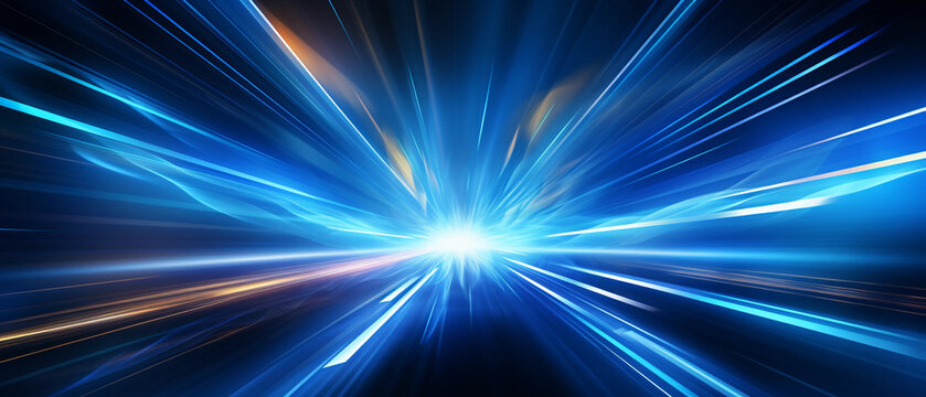 Vector Abstract, science, futuristic, energy technology concept. Digital image of light rays, stripes lines with blue light background