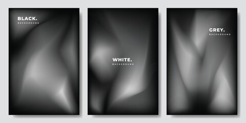 Fototapeta premium Grey fluid gradient mesh background template copy space. Black and white backdrop design for poster, banner, landing page, brochure, flyer, magazine, cover, festival, or event.