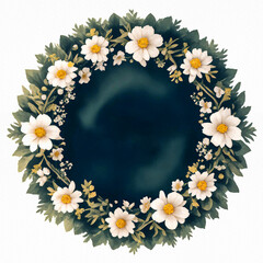 Fototapeta premium Watercolor Style Flower Wreath Frame for Text