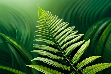 Fototapeta na wymiar single fresh fern leaf, isolated, top view