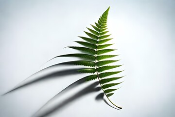 single fresh fern leaf, isolated, top view