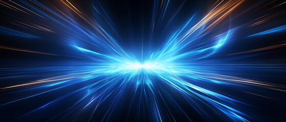 Vector Abstract, science, futuristic, energy technology concept. Digital image of light rays, stripes lines with blue light background
