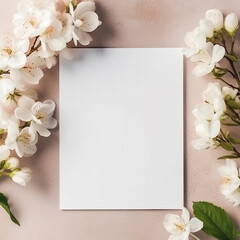 Obraz na płótnie Canvas Natural Elegance: DIY Paper Mock-Ups with Floral Frame for Weddings, Showers, and Special Events Generative Ai 