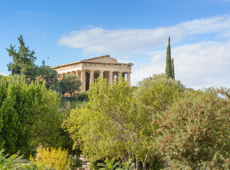 View in Athens of the Temple of Hephaestus in the distance