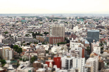 Fototapeta na wymiar 展望台から眺めた景観ジオラマ風の街並み