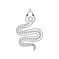 Magic snake icon. Cartoon illustration of a golden snake with a gem on its head isolated on a white background. Vector 10 EPS.