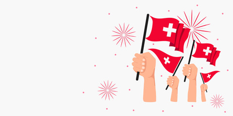Switzerland 1st of August National Day. Banner Background Element Design, Swiss