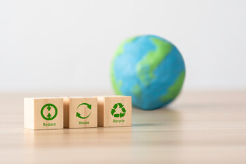 icon or symbol of reuse reduce recycle and refuse in the Zero waste concept and care, saving and...