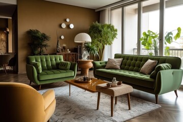 Stylish living room featuring a close-up of a sofa with rich textures, indoor plants, and elegant lighting