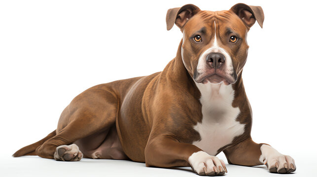 American Staffordshire Terrier, Portrait mit wei&szlig;em Hintergrund, Generative AI