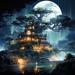 Obraz premium fantasy tree house