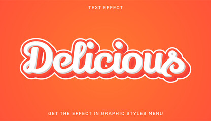 Delicious editable text effect in 3d style. Text emblem for advertising, branding and business logo