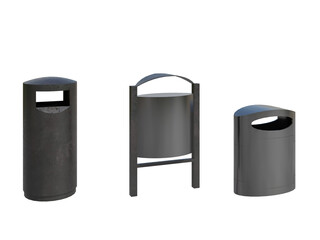 isolated trash bin various model, best use for urban street design, best use for post production render,