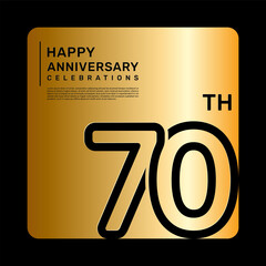 70th anniversary celebration template design with simple and luxury style in golden color