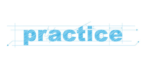 PRACTICE blue vector draft text banner