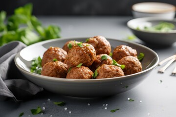 Cooked meatballs food. Generate Ai