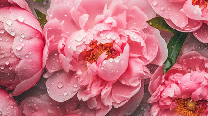 Obraz premium Background of Peony , HD, Decorate with water drops, Background Wallpaper, Desktop Wallpaper , Generative Ai