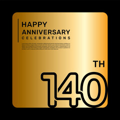 140th anniversary celebration template design with simple and luxury style in golden color