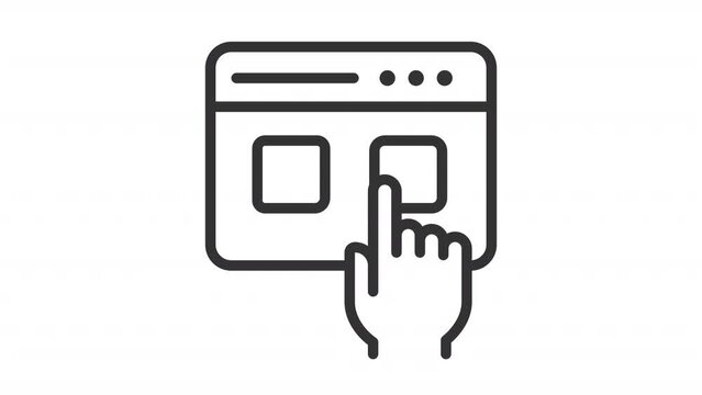 Black icon animation of online voting, HD video with transparent background, seamless loop 4K video representing voting.