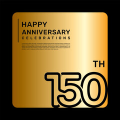 150th anniversary celebration template design with simple and luxury style in golden color