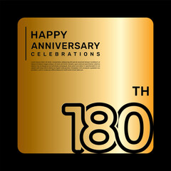 180th anniversary celebration template design with simple and luxury style in golden color