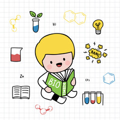 The scientist in laboratory with science equipment