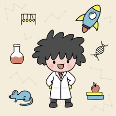 The scientist in laboratory with science equipment
