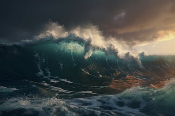 Tsunami wave. Generate Ai