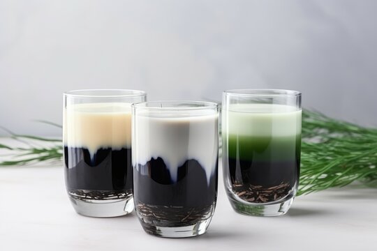 Glasses jelly milk drink. Generate Ai