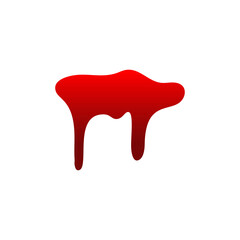 Blood drip cartoon. Halloween bloodstain isolated white background. Splatter stain. Horror drop flow. Red scare ink. Blot texture. Colorful splash. Stream bleeding. Flowing liquid Vector illustration