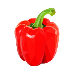 Paprika, bell pepper, red isolated on white background. Vector graphics, low poly illustration.