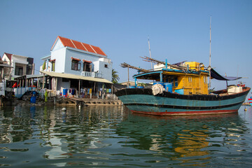 Fishing boats on Coconut Village at Vietnam