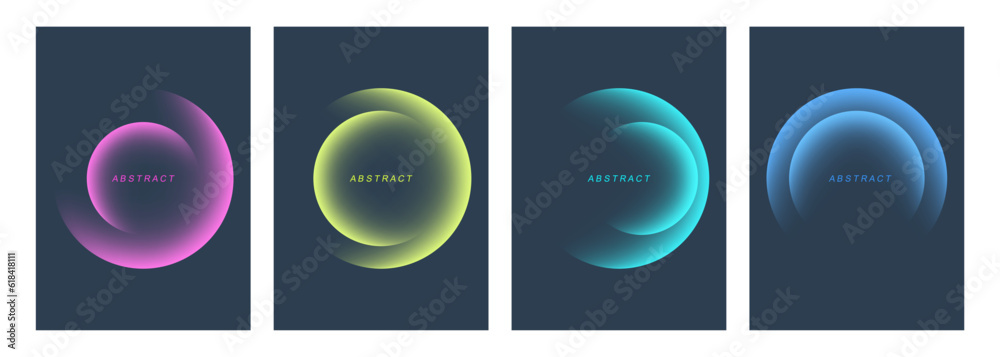 Aufkleber set of bright color gradient round shapes. futuristic abstract backgrounds with vibrant colored sphe