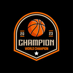 Basketball logo vector isolated. Basketball logo with shield background vector design