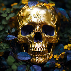 Abstract image of a golden skull