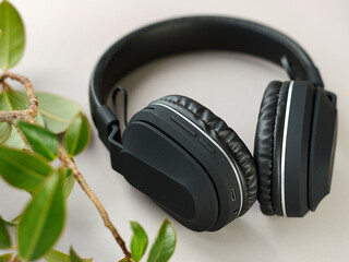 soft focus photo of wireless headphones, high technology