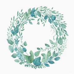 Botanical Illustration in a Watercolor Style with Green Leaves on White Background. Vintage Aquarelle Floral Design for Wedding Invitation, Greeting Card, Frame or Cover.