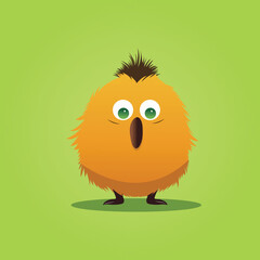 Vector Illustration of Cute Orange Hair Bird Mascot.