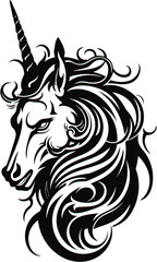 Illustration of a unicorn head style art.