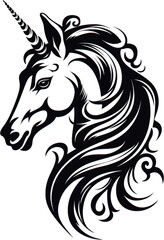 Illustration of a unicorn head style art.