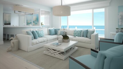 Cozy interior with seaside view