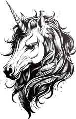 Illustration of a unicorn head style art.
