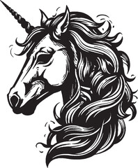 Illustration of a unicorn head style art.