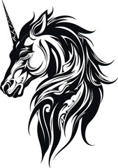 Illustration of a unicorn head style art.