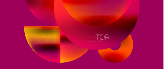 Geometric abstract panorama wallpaper background. Round shapes and circles, metallic color geometric shapes composition