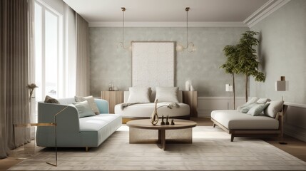 Naklejka na ściany i meble Beautiful Living Room in New Luxury Home