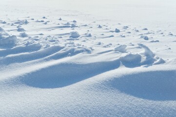 Snowdrift along the way, winter in southern Germany