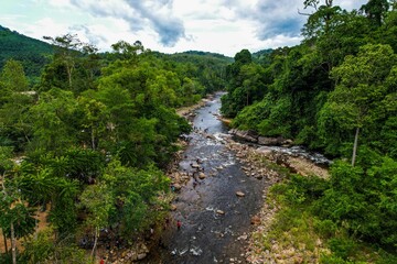 the view from the top of the bathing picnic spot of the Kenerong river in Kuala Krai Kelantan