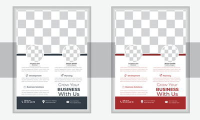 Modern black and Red design template for poster flyer. Modern Corporate Creative Colorful Business Flyer. Graphic design layout with triangle graphic elements and space for photo background.