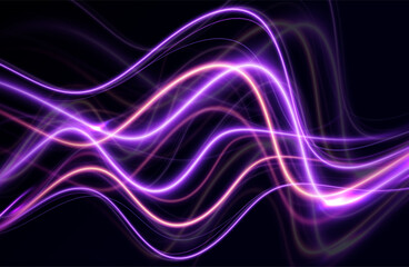 neural network.Neon speed lines. Dynamic light motion traces. Light trace wave, trace line.	